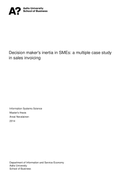 Decision maker`s inertia in SMEs: a multiple case study in sales