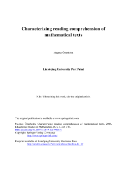 Characterizing reading comprehension of mathematical texts