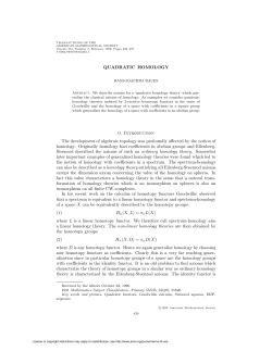 QUADRATIC HOMOLOGY 0. Introduction The development of