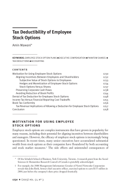 Tax Deductibility of Employee Stock Options