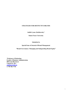 STRATEGIES FOR DISTINCTIVE BRANDS Judith Lynne
