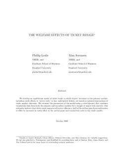 THE WELFARE EFFECTS OF TICKET RESALE Phillip