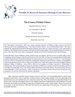 The Frances Perkins I Knew