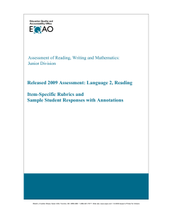 Language 2 Scoring Guide Reading 2009