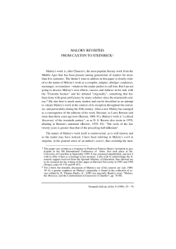 MALORY REVISITED: FROM CAXTON TO STEINBECK1