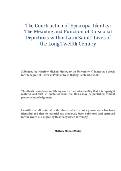 The Construction of Episcopal Identity: The Meaning and Function of