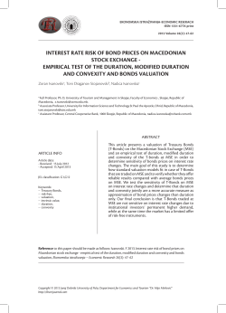 INTEREST RATE RISK OF BOND PRICES ON MACEDONIAN