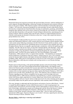 CERS Working Paper Racism in Russia Alice Bennett 2014