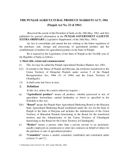 THE PUNJAB AGRICULTURAL PRODUCE MARKETS ACT, 1961