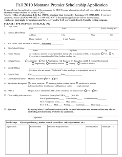 Fall 2010 Montana Premier Scholarship Application