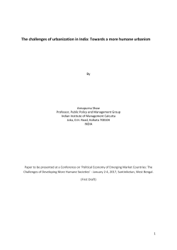The challenges of urbanization in India: Towards a more humane