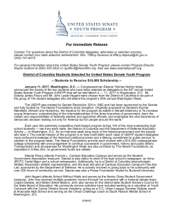 District of Columbia Students Selected for United States Senate