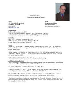 Curriculum Vitae Professor Brendan McConville