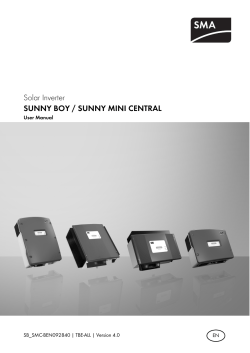 Solar Inverter SUNNY BOY / SUNNY MINI CENTRAL