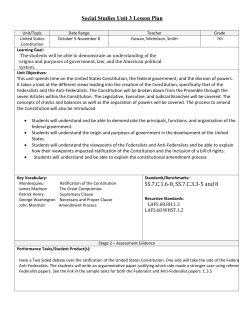 Unit 3 Lesson Plan Civics The US Constitution