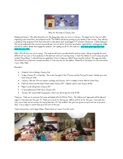 News for the week of January 2nd Reading and Science: We will be