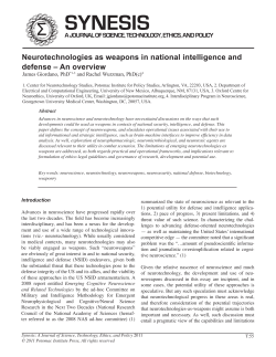 Neurotechnologies as weapons in national intelligence and defense