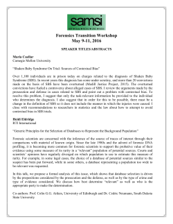 Forensics Transition Workshop May 9-11, 2016