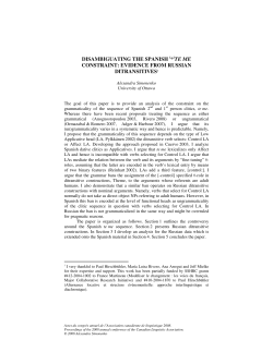 DISAMBIGUATING THE SPANISH * TE ME CONSTRAINT