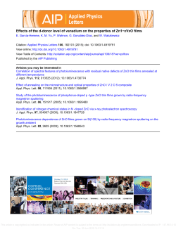 Effects of the d-donor level of vanadium on the properties of Zn1