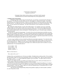 A Field Guide to Programming: Population Growth in R Christopher