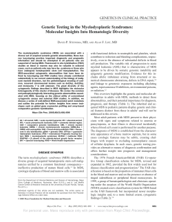 Genetic Testing in the Myelodysplastic Syndromes: Molecular