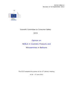 NDELA in Cosmetic Products and Nitrosamines in Balloons