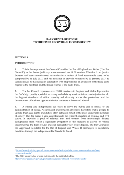 bar council response to the fixed recoverable costs review