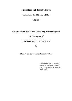The Nature and Role of Church Schools in the Mission of the Church
