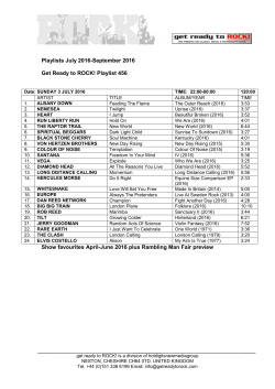 Playlists July 2016-September 2016 Get Ready to ROCK! Playlist