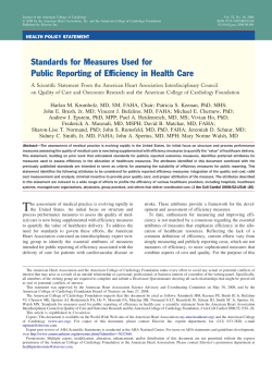 Standards for Measures Used for Public Reporting of Efficiency in