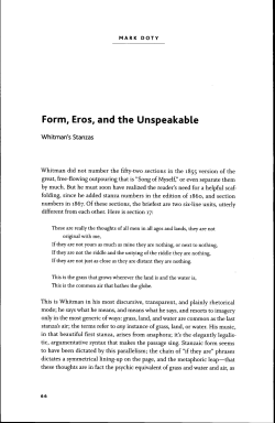 Form, Eros, and the Unspeakable