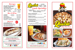 our complete Dinner Menu