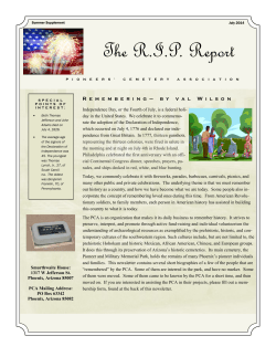 July 2014 Newsletter - Pioneers` Cemetery Association