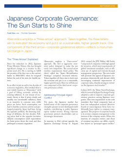Japanese Corporate Governance: The Sun Starts to Shine