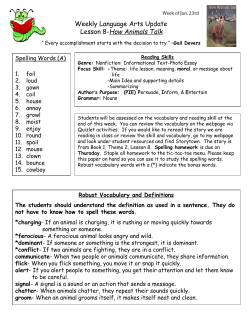 Lesson 8 How Animals Talk Language Arts Update Week 2