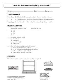 How To Store Food Properly Quiz Sheet