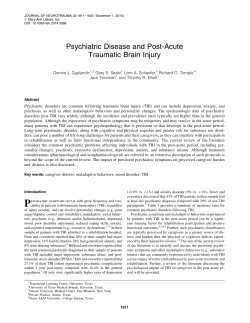 Psychiatric Disease and Post-Acute Traumatic Brain Injury