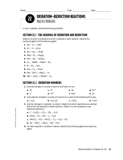 22 Oxidation-Reduction Reactions Practice Problems