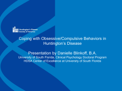 Coping with Obsessive/Compulsive Behaviors in Huntington`s