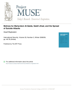 Motives for Martyrdom Al-Qaida, Salafi Jihad, and the Spread of