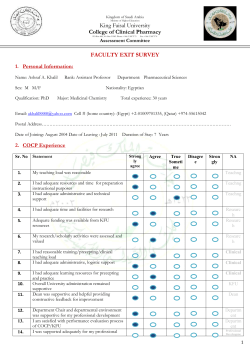 King Faisal University College of Clinical Pharmacy FACULTY EXIT