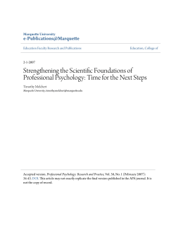 Strengthening the Scientific Foundations of Professional Psychology