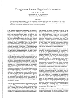 Thoughts on Ancient Egyptian Mathematics