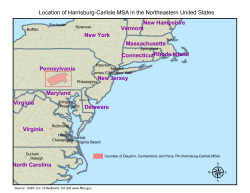 Location of the Harrisburg-Carlisle, PA MSA relative to other areas