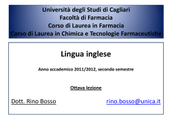 Università degli Studi di Cagliari Facoltà di Farmacia Corso di