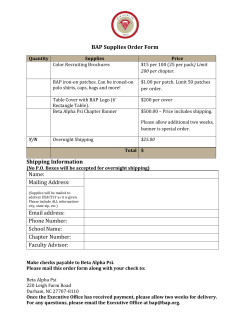 BAP Supplies Order Form Shipping Information Name: Mailing