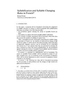 Syllabification and Syllable Changing Rules in French