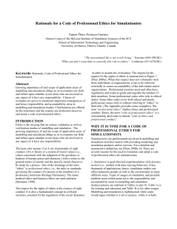 Rationale for a Code of Professional Ethics