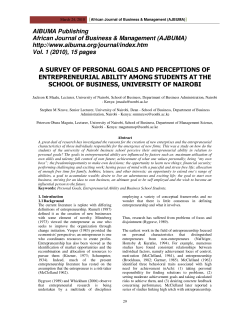 A Survey of Personal Goals and Perceptions of Entrepreneurial
